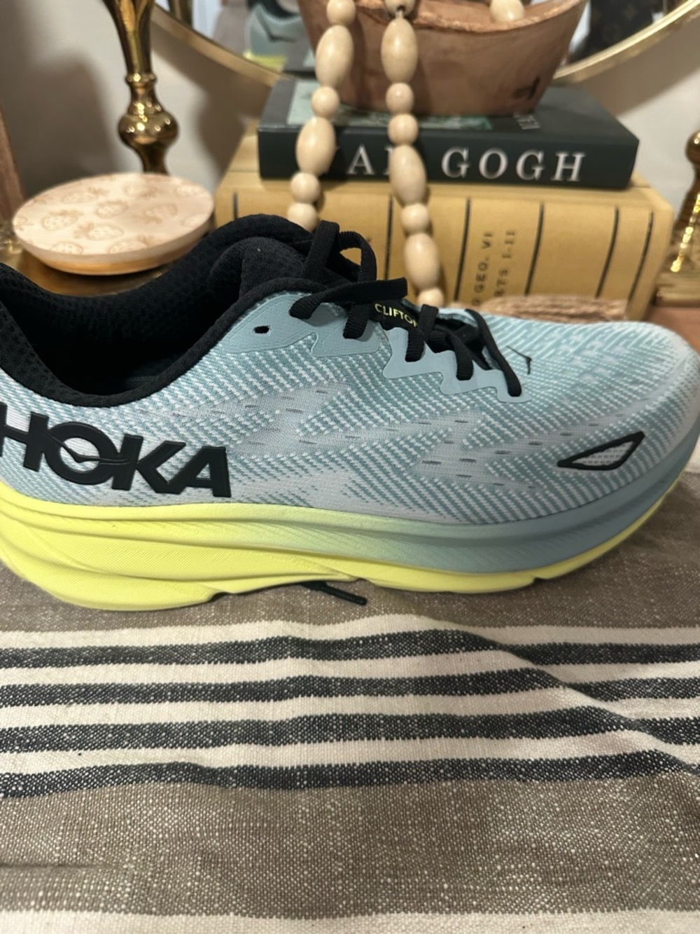 Hoka Men’s Running Shoe in Light Blue and Yellow